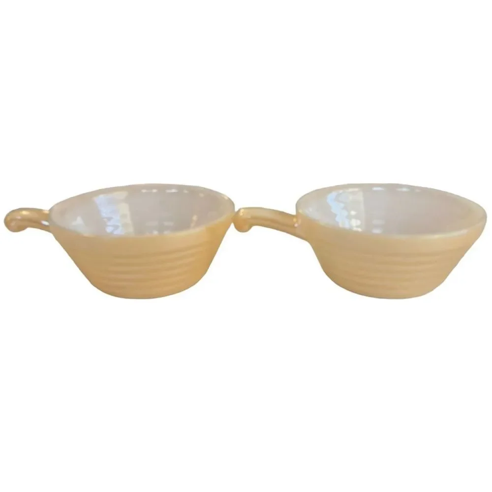 Vintage Fire King Peach Lustre Beehive Bowls With Handles Set Of Four Bowls‎